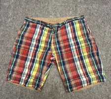 Polo Ralph Lauren Mens Reversible Madras Plaid Khaki Shorts 40x11  Inseam Preppy