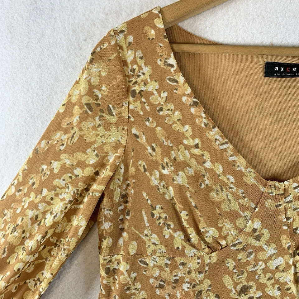 Женщин Y2K чистый сетки Babydoll Топ Sz M земляной шар длинным рукавом коттедж - Изображение 4 из 4