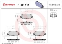 Hinterachse Brembo P 30 111 Bremsbelagsatz, Scheibenbremse FüR Kia