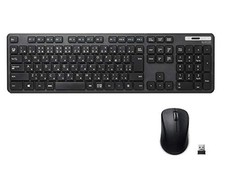 ELECOM Wireless Keyboard and Mouse Set Thin Membrane Full Keyboard Black