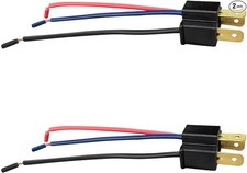 2PCS Wiring Harness Headlight Connector, 3 Wire Way Female Pow Size: Male Head