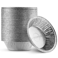 Disposable 5" Aluminum Foil Pie/Tart Pan (50 Pack) | 5 Inch Round Cake Pan fo...