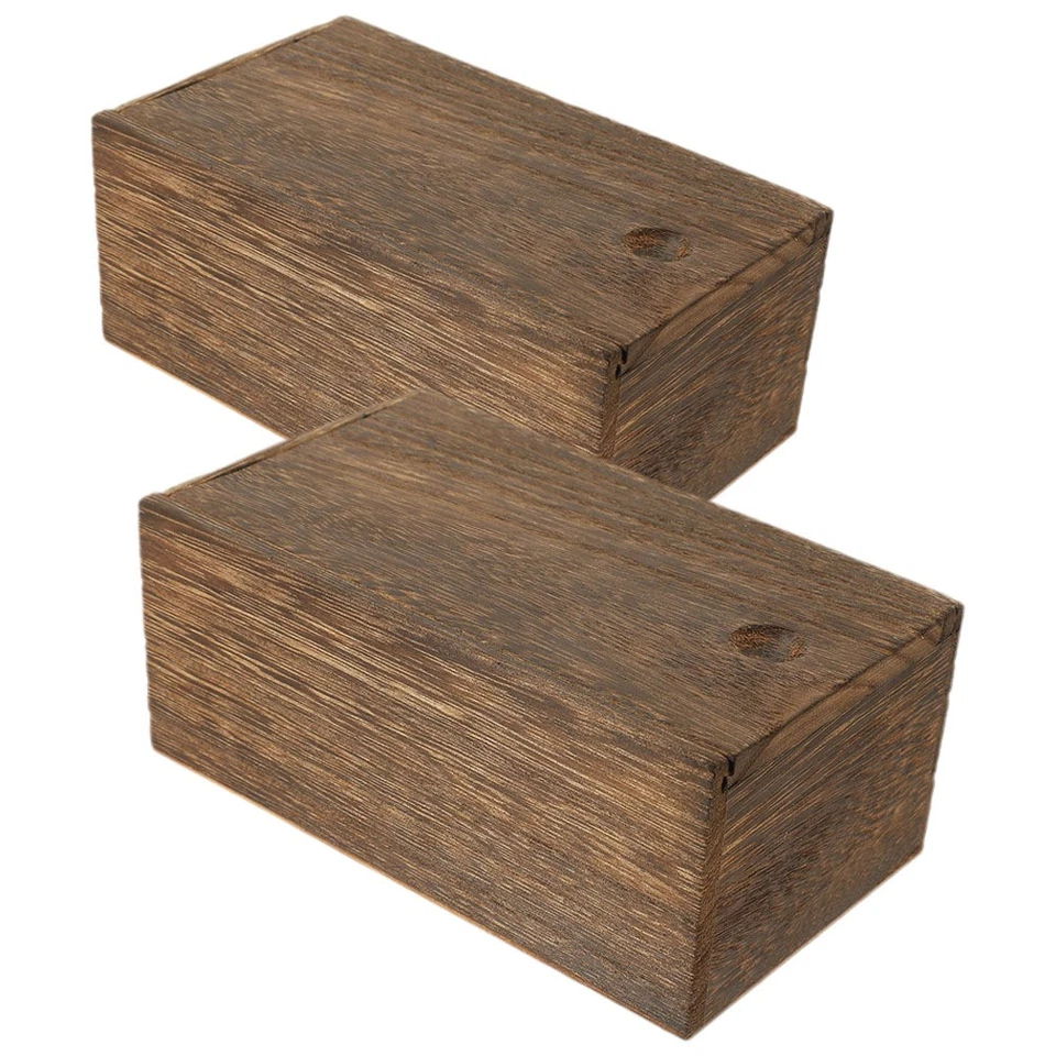 2 Pcs Empty Storage Small Container Wood Jewelry Boxes Packing Cases for - Image 2 of 4