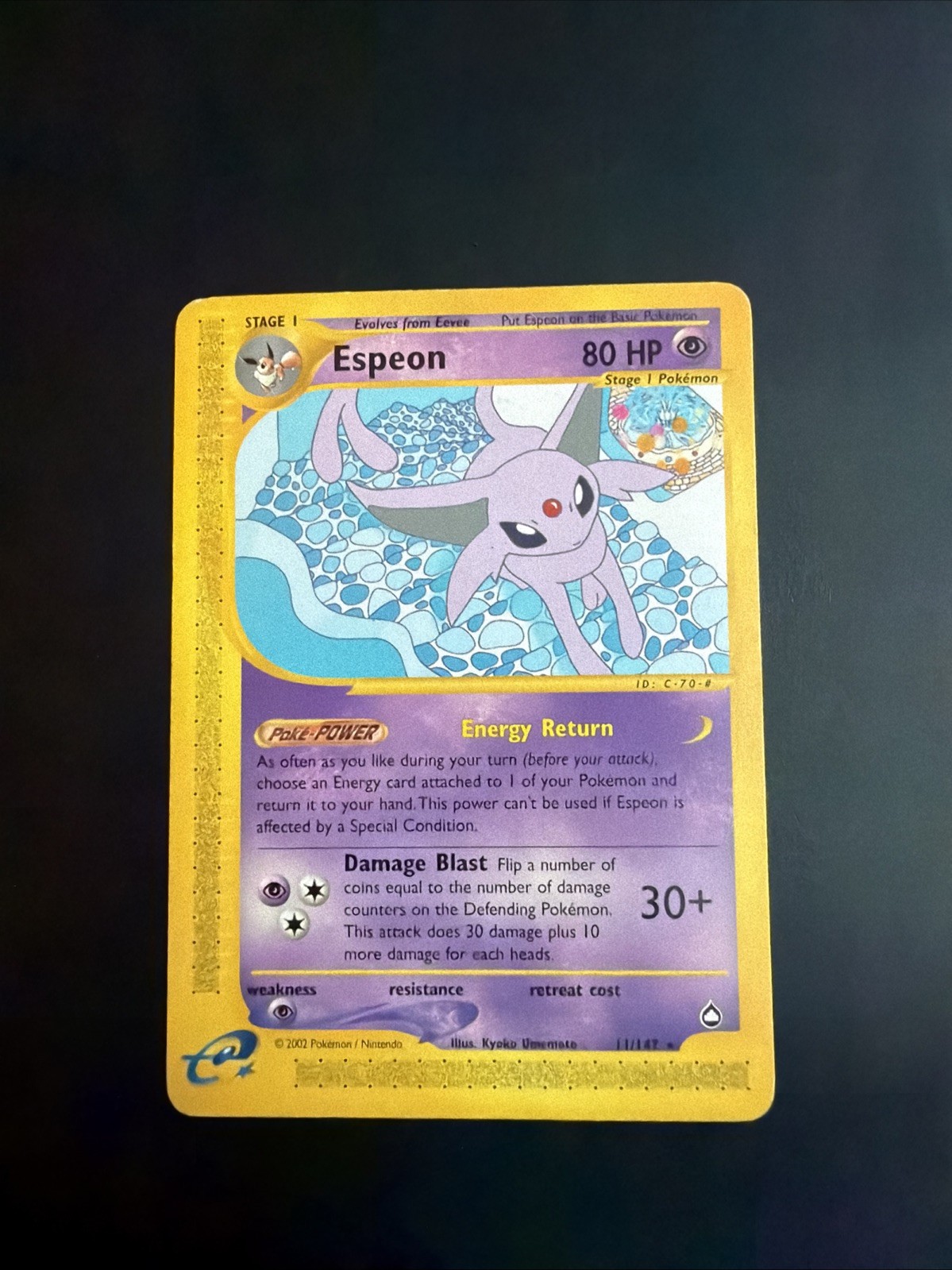 Pokémon TCG Aquapolis Espeon Card 11/147 Regular Rare, LP Condition