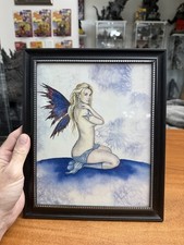 Signed Fairy Artwork Framed Sorcery Winged Sexy Blonde