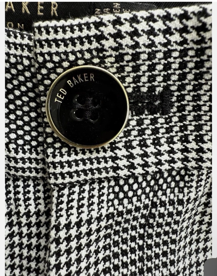 Ted Baker Kyrias Black Grey Check Tailored Knee Length Shorts TB2/UK10NEW - Image 4 of 4