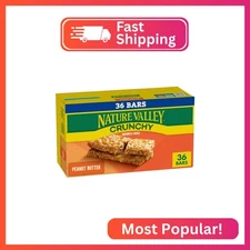 Nature Valley Crunchy Granola Bars, Peanut Butter, 36 Bars 26.82 OZ (18 Pouches)