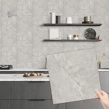 Tile stickers light grey, 30 x 30 cm, 10 pieces, self-adhesive tiles