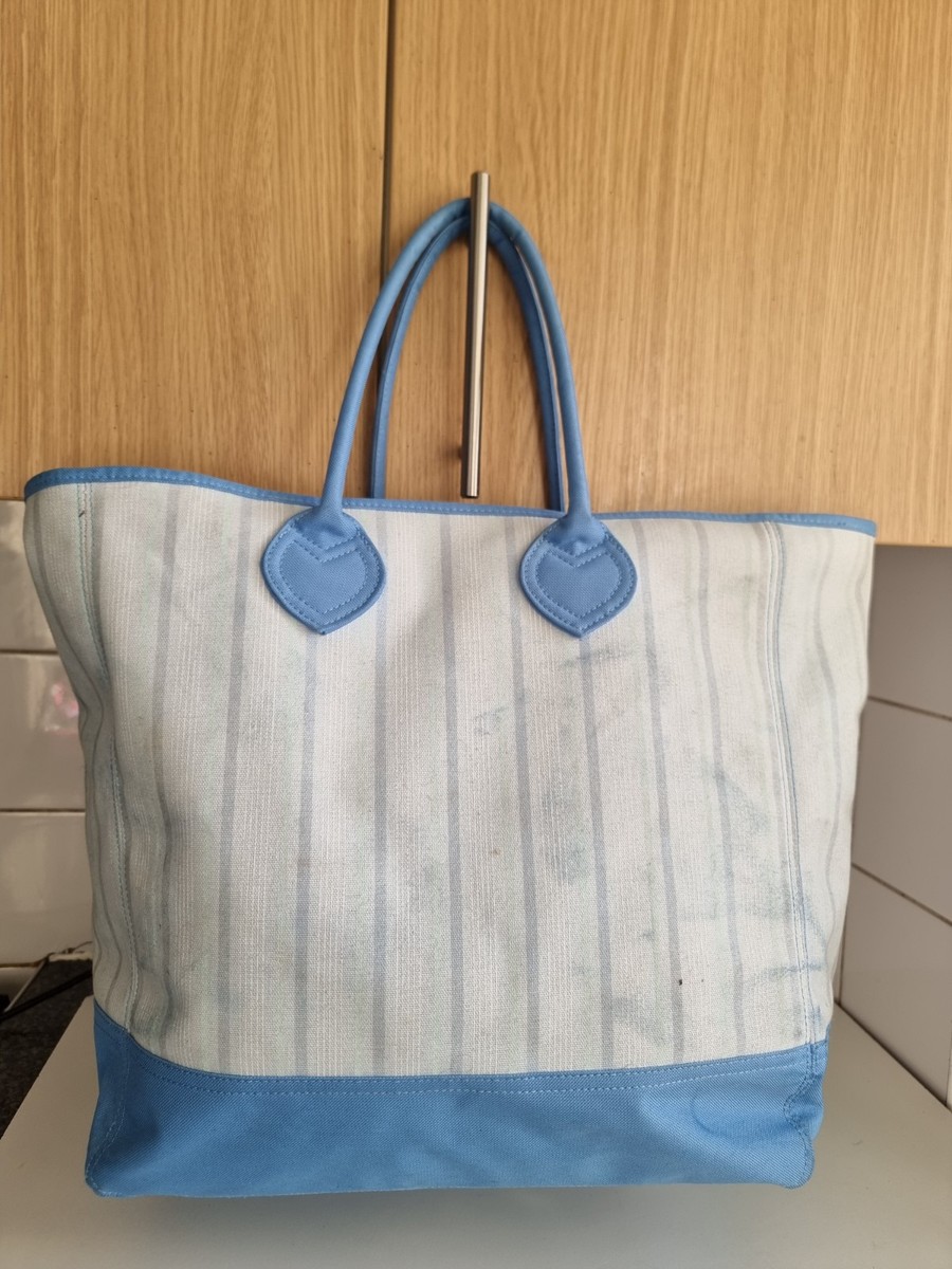 RALPH LAUREN BLUE DESIGNER EXTRA LARGE TOTE CANVAS HANDBAG