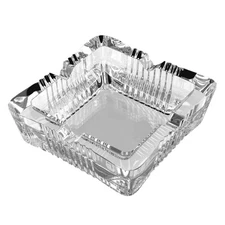 Square Crystal Ashtray, Classic Design, Large Home Ashtray for Cigarettes &