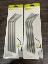 Reusable Set of 8 Stainless Steel Drinking Straws Universal Fit