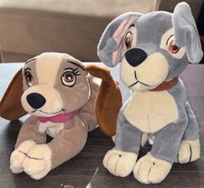 LOT OF 2 VINTAGE Disney Store LADY AND THE TRAMP Bean Bag Plush US