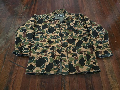 Vintage SAFTBAK Duck Camo Jacket XL Cargo Pockets Bird Foul Hunting Made In USA