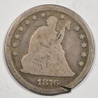 New Listing1876-CC SEATED LIBERTY QUARTER ~ TYPE 1 REVERSE ~ RIM CUT, VG DETAILS!