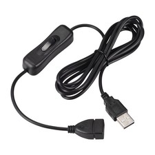 USB Cable with ON/Off Switch USB Male to Female Extension Cord 2M Black