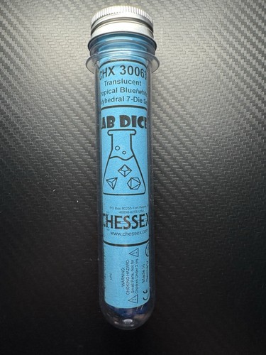 Chessex Lab Dice Translucent Polyhedral 7-Die Dice Set [Tropical Blue ...