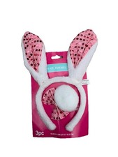 Bunny ears Headband pink and white