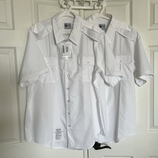 2 Shirts U.S MILITARY ISSUE ARMY Men White Dress Shirts S/S Size 19C NEW