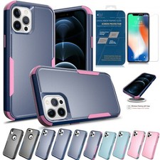 Shockproof Case For iPhone 12 11 Pro Max XR XS 7 8 Plus Cover  Tempered Glass