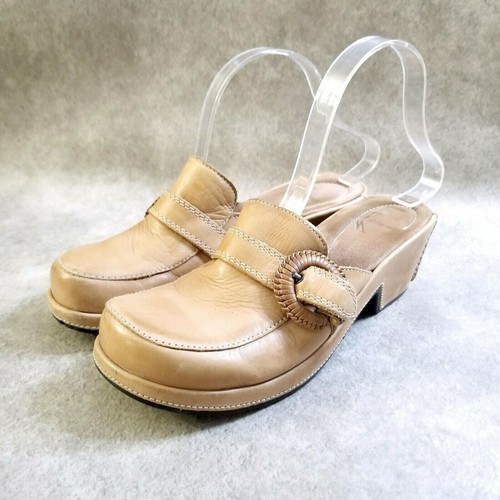White Mountain Womens Patricia Size 7.5 Brown Leather Slip On Block Heel Mule - Picture 3 of 9