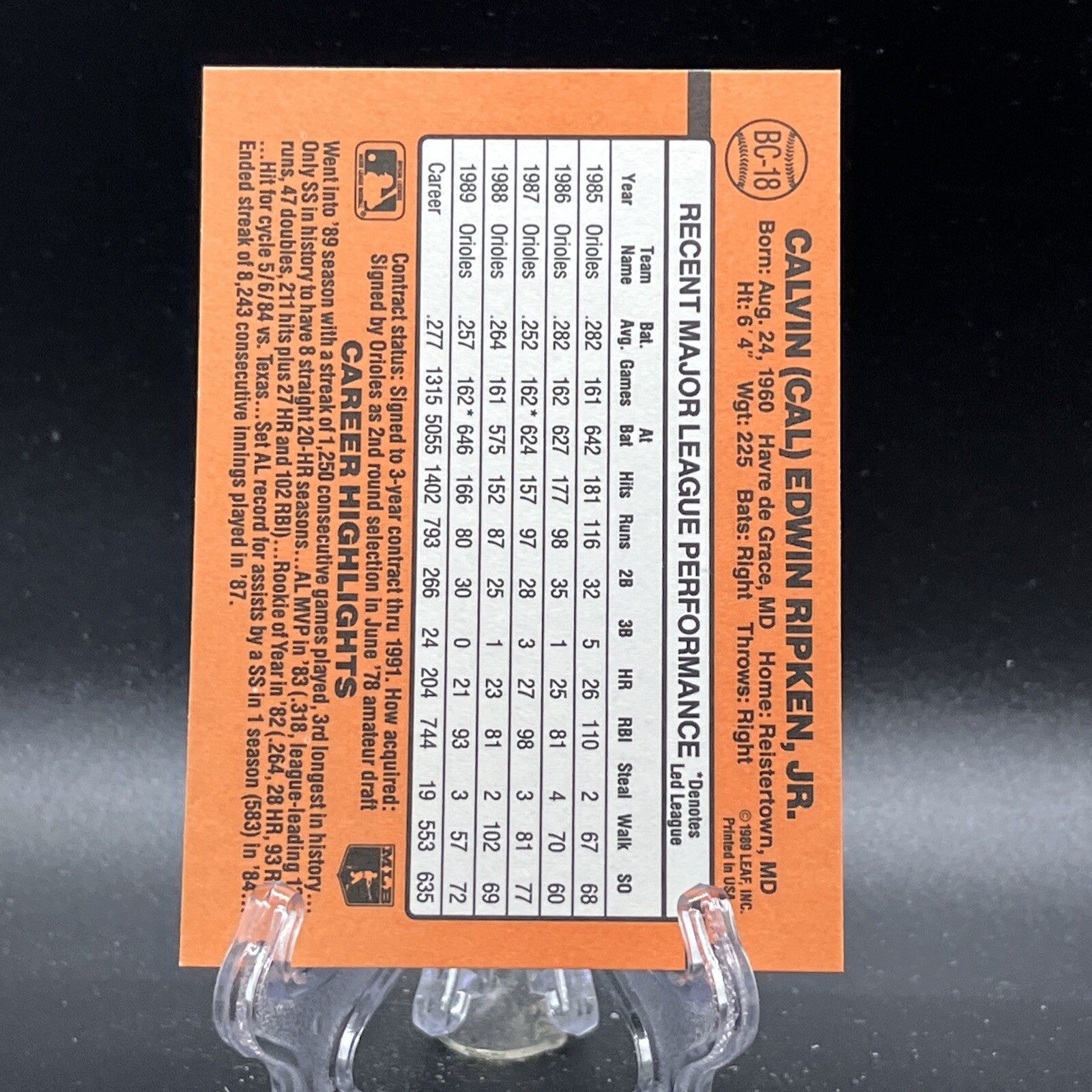 1990 Donruss MVP Cal Ripken Jr. R13959 