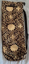JFIT YOGA MAT BAG w/Zipper In Front- Silky Black And Gold Pattern - New w/o Tags