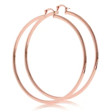 Women's Skinny 2mm 14K Rose Gold Filled Round BIG Hoop Tube Earrings 40-100mm