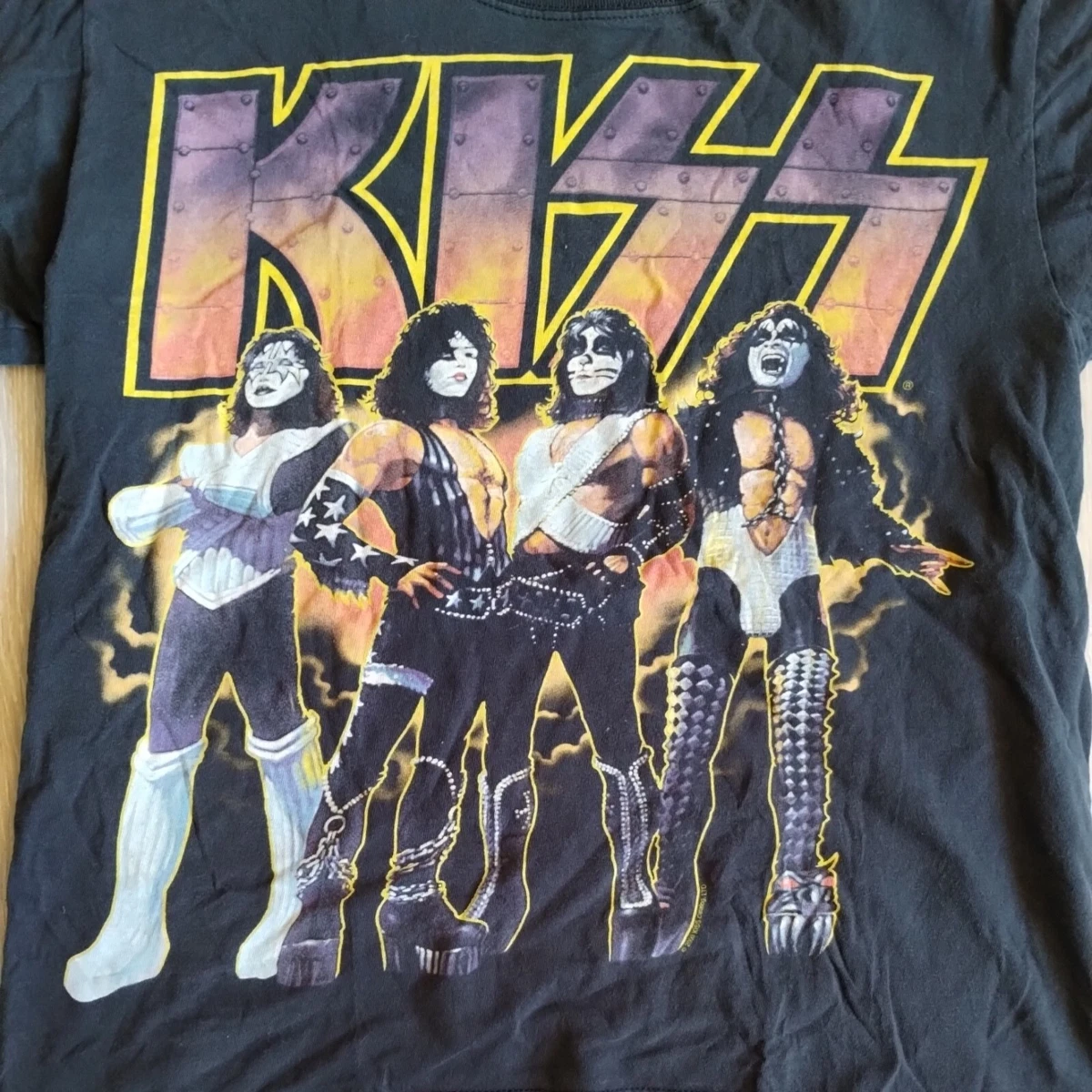 Vintage Kiss Shirt M Black Purple Short Sleeve Cotton Crew Large