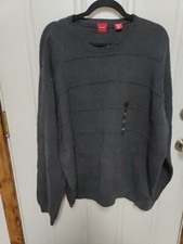 ARROW Mens Crew Neck Pullover Sweater GrayWindow Pane Knit XXL NWT