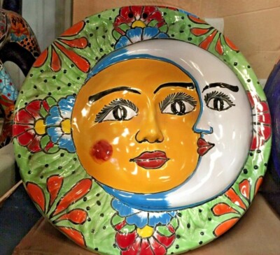TALAVERA MEXICAN POTTERY - (1) ECLIPSE SUN/MOON Wall Decor  ***FREE FREIGHT***