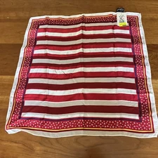 CEJON 100% red white stripes anchors square scarf 21" New with Tag