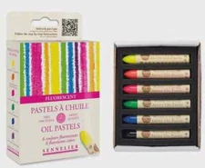 Sennelier 6 Assorted Artists Oil Pastel Box Set - FLUORESCENT COLOURS