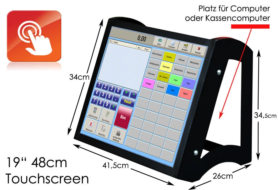 19" 48cm TOUCHSCREEN DISPLAY USB 3M FÜR WINDOWS XP 7 10 11 KIOSK INFOTERMINAL - Bild 3 von 4