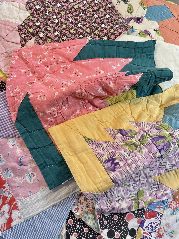 VTG Old Quilt Pieces, Upcycling, Journals, Grab Bag Half Pound Cutter Remnants - Image 2 of 4