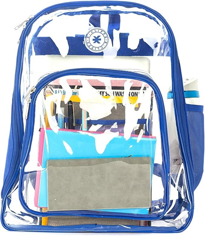 K-Cliffs Clear Backpack Quality See Through Student Bookbag