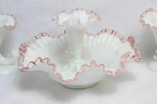 Fenton ROSE CREST Epergne & Candlesticks