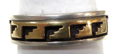Ring - 14k Gold Sterling Silver 925 Native American Ring Signed Bear