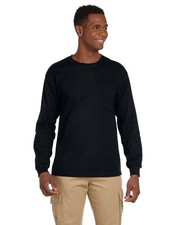 3 Pack Of Gildan G241 Adult Ultra Cotton T Shirt Long Sleeve Pocket T-Shirt
