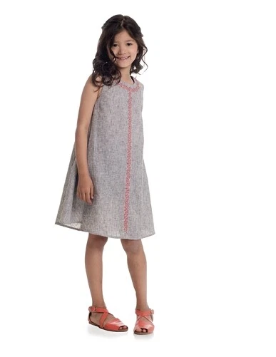 PERSNICKETY Girls: 2 & 4 NWT Gray Linen Sleeveless  Kara Dress - Image 2 of 2