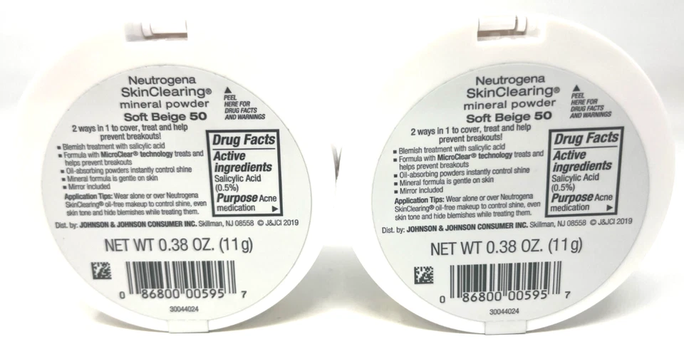 (2) Neutrogena SkinClearing Mineral Powder 0.38 oz Each Sealed 50 - Soft Beige - Image 3 of 3