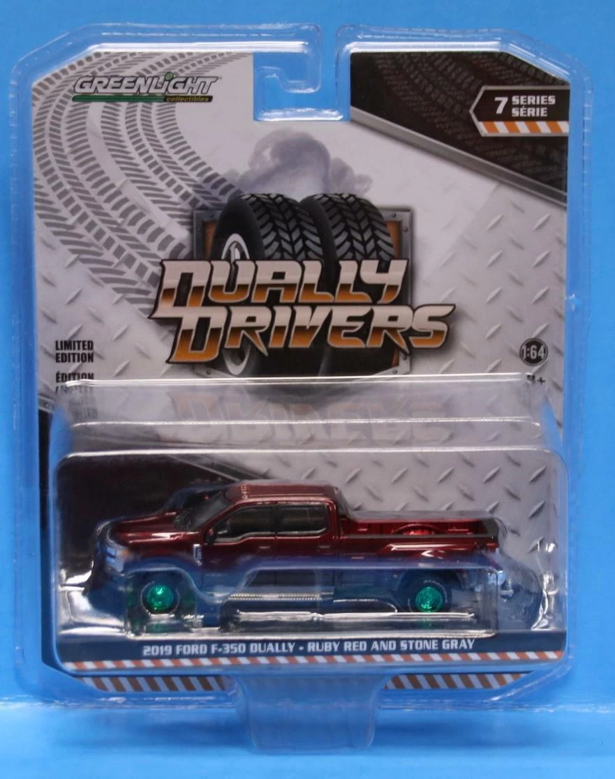 GREENLIGHT Dually Drivers R7 F 2019 Ford F 350 Dually Pickup Ruby Red CHASE