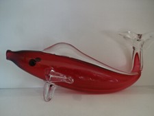 Glas Kunst / &Auml;lterer Hecht / Rotfarbig - 35 cm lang /auch Versand m&ouml;glich