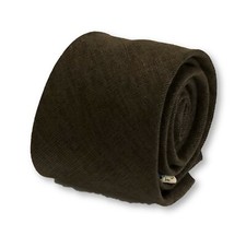 Frederick Thomas Designer linen Mens Tie dark grey linen slim