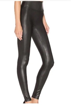 Spanx Shiny Waxed Leggings Women s Size Medium Black