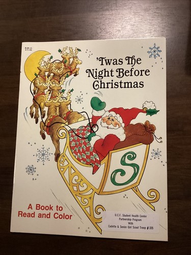 Vintage Twas the Night Before Christmas Coloring Book Watermill Press 1988 - Picture 7 of 14