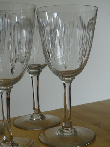 BACCARAT 6 ANTIQUE CRYSTAL WATER GLASSES MODEL MOLIERE ht 16.8 cm - Picture 7 of 9