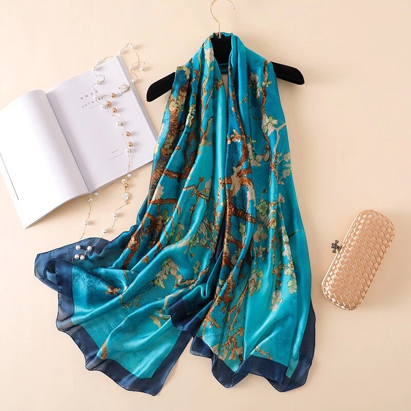 Van Gogh Almond Blossom Print Silk Scarf - image 2 of 4