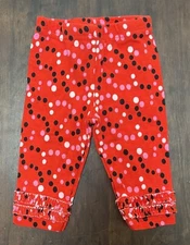 Gerber Baby Girls Polka Dot Textured 100% Cotton Lightweight Pants Red 0-3 M
