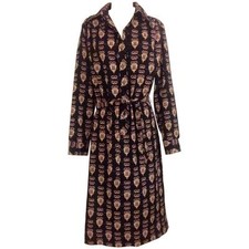 Lanvin Vintage 1960s Navy Crown and Shield JL Logo Belted Shirt Dress L/XL