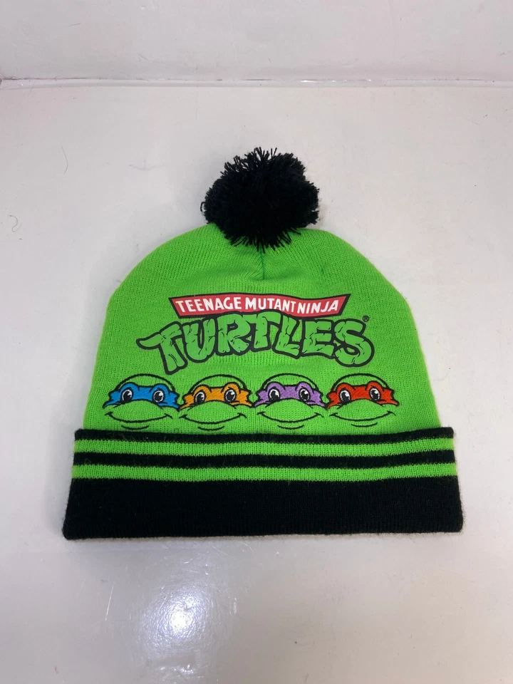 🍌 KIDS TODDLER SIZE GREEN BLACK TMNT TEENAGE MUTANT NINJA TURTLES BEANIE HAT K9 - Image 2 of 4